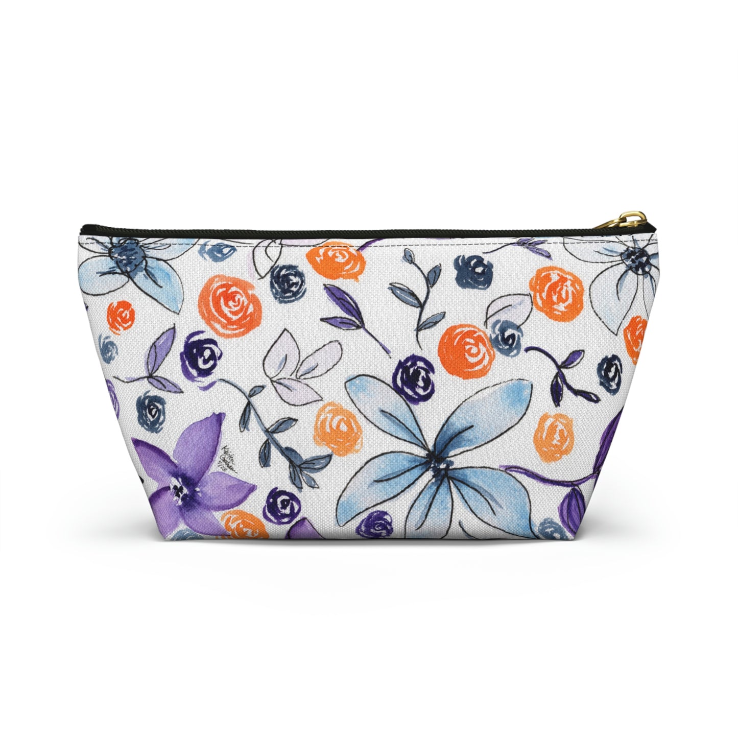 Purple & Orange Floral Accessory Pouch