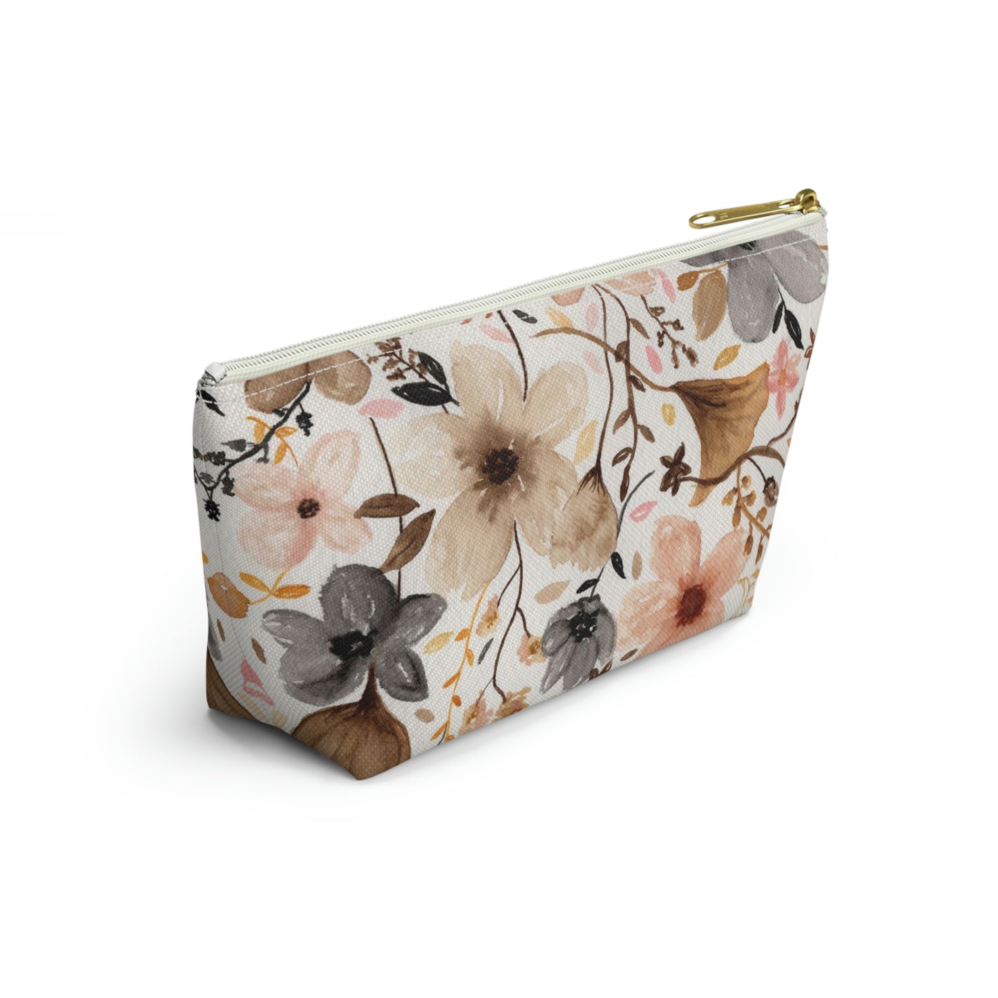 Neutral Floral Small Accessory Pouch