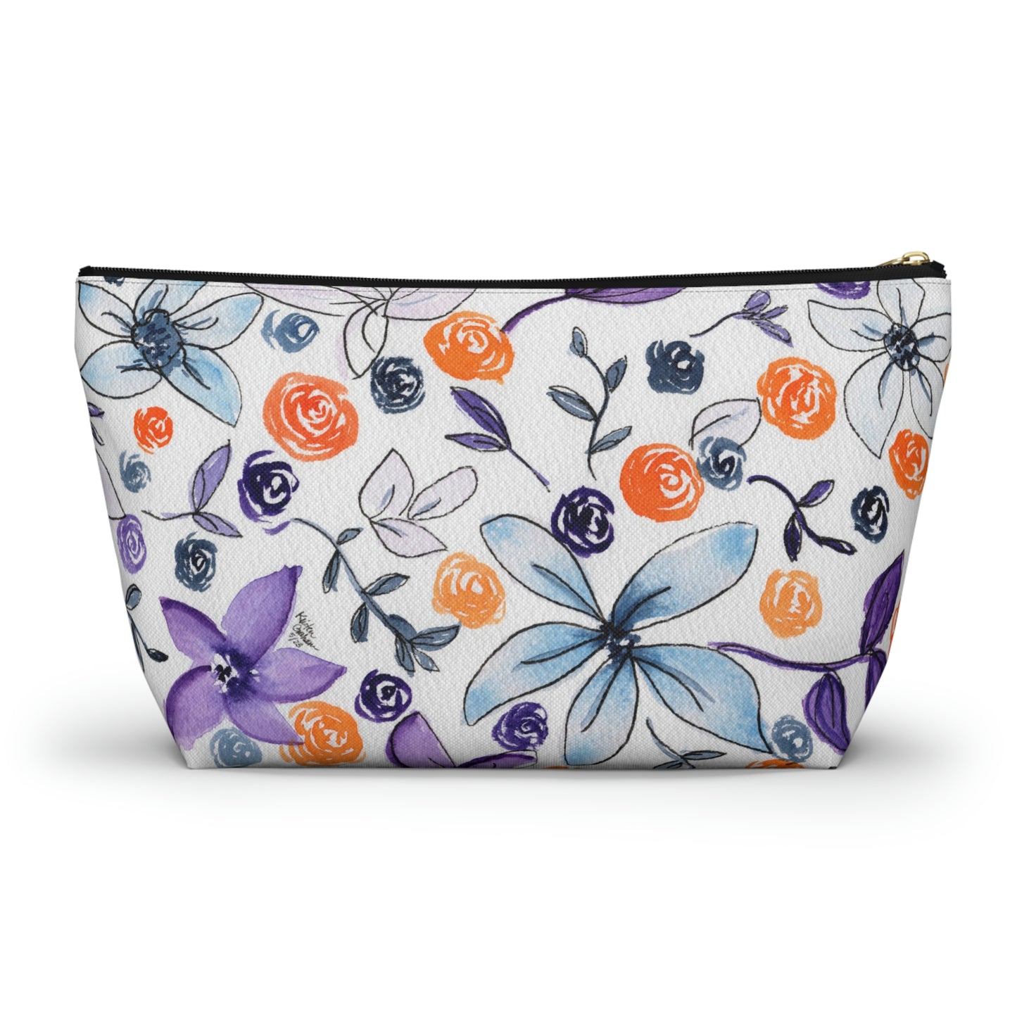 Purple & Orange Floral Accessory Pouch