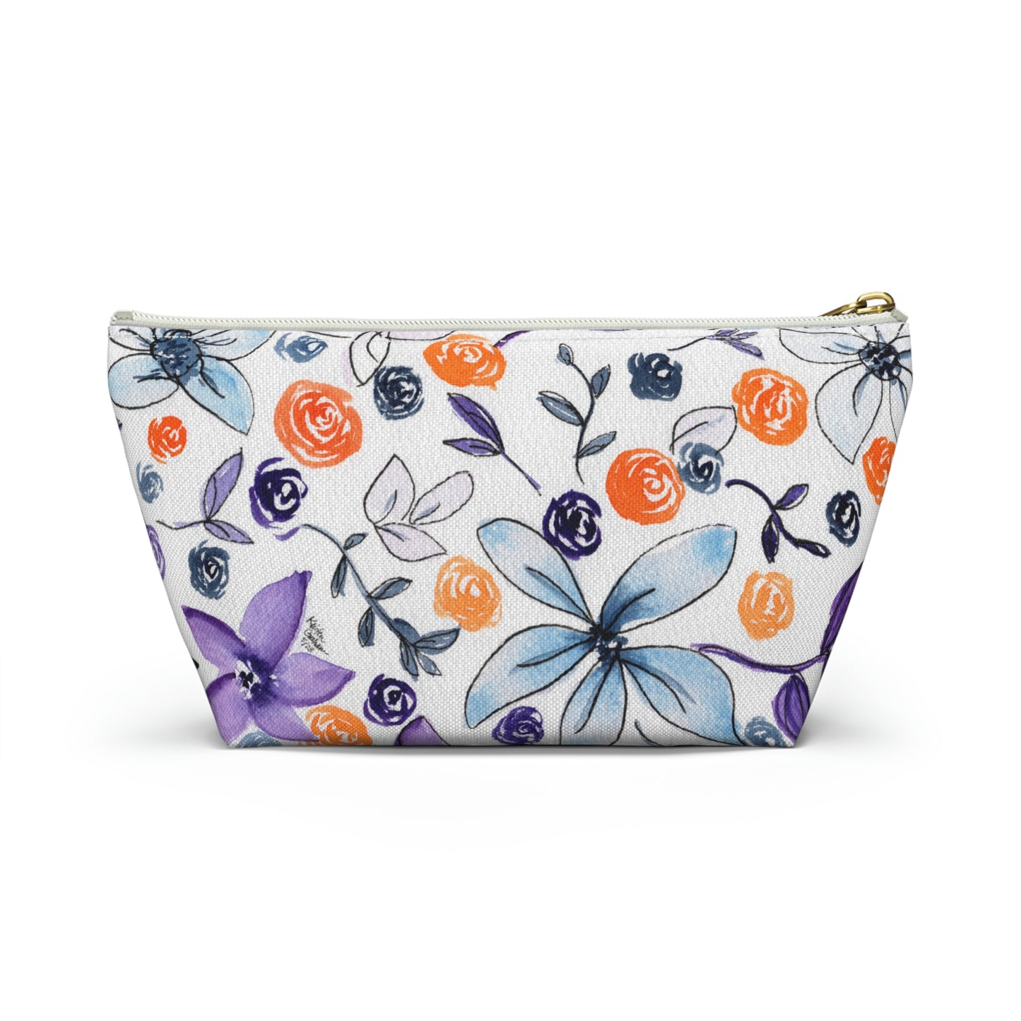 Purple & Orange Floral Accessory Pouch