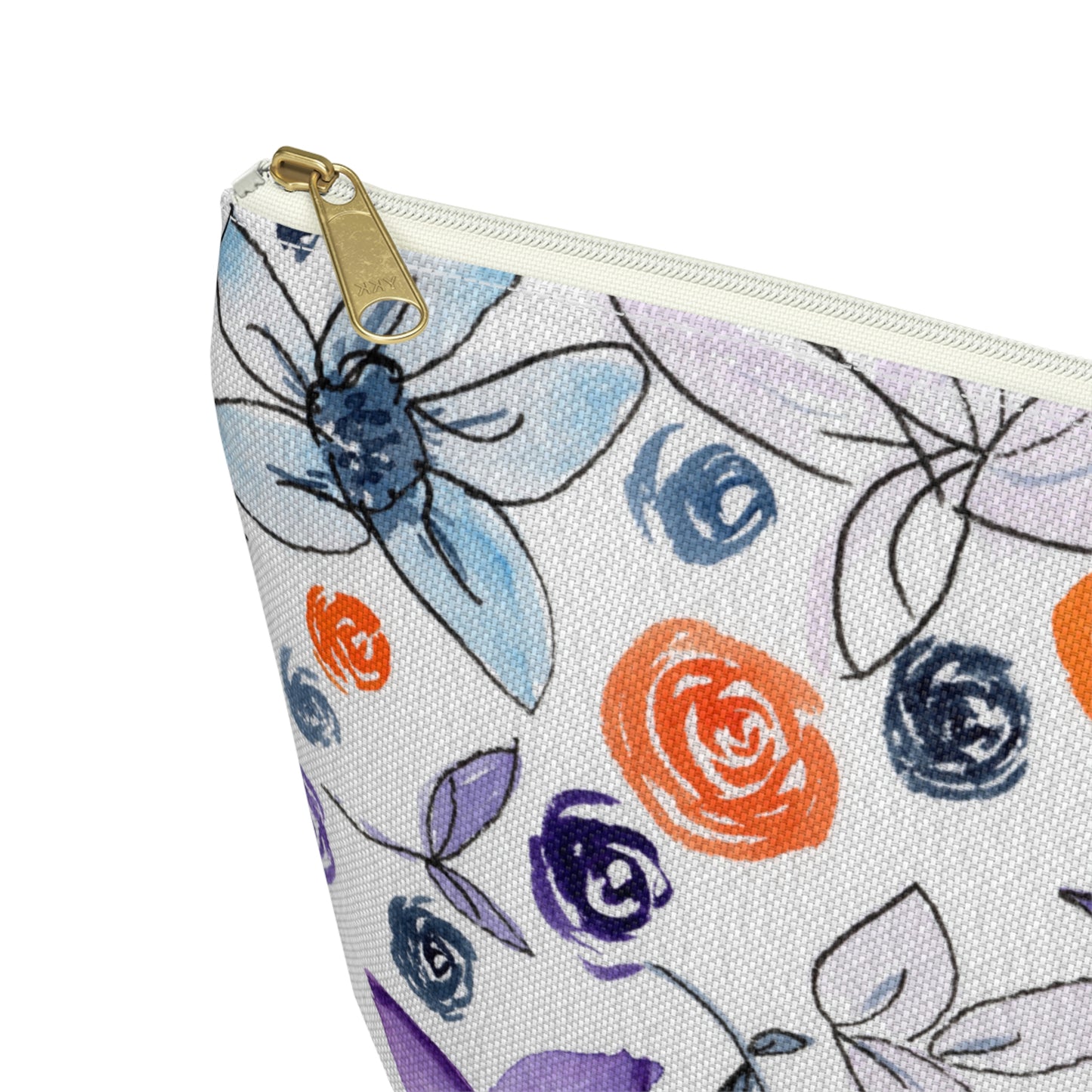 Purple & Orange Floral Accessory Pouch