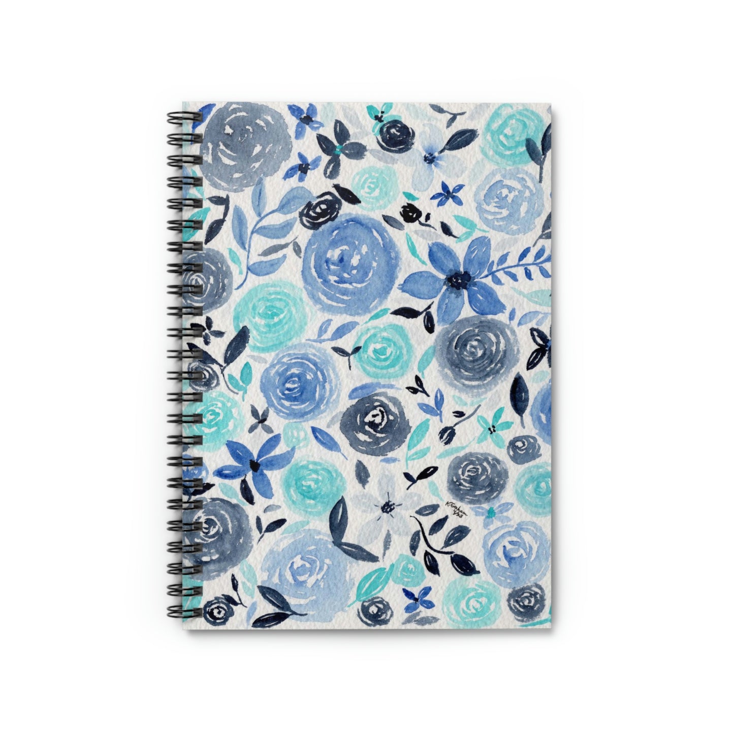 Bright Blue Floral Spiral Notebook