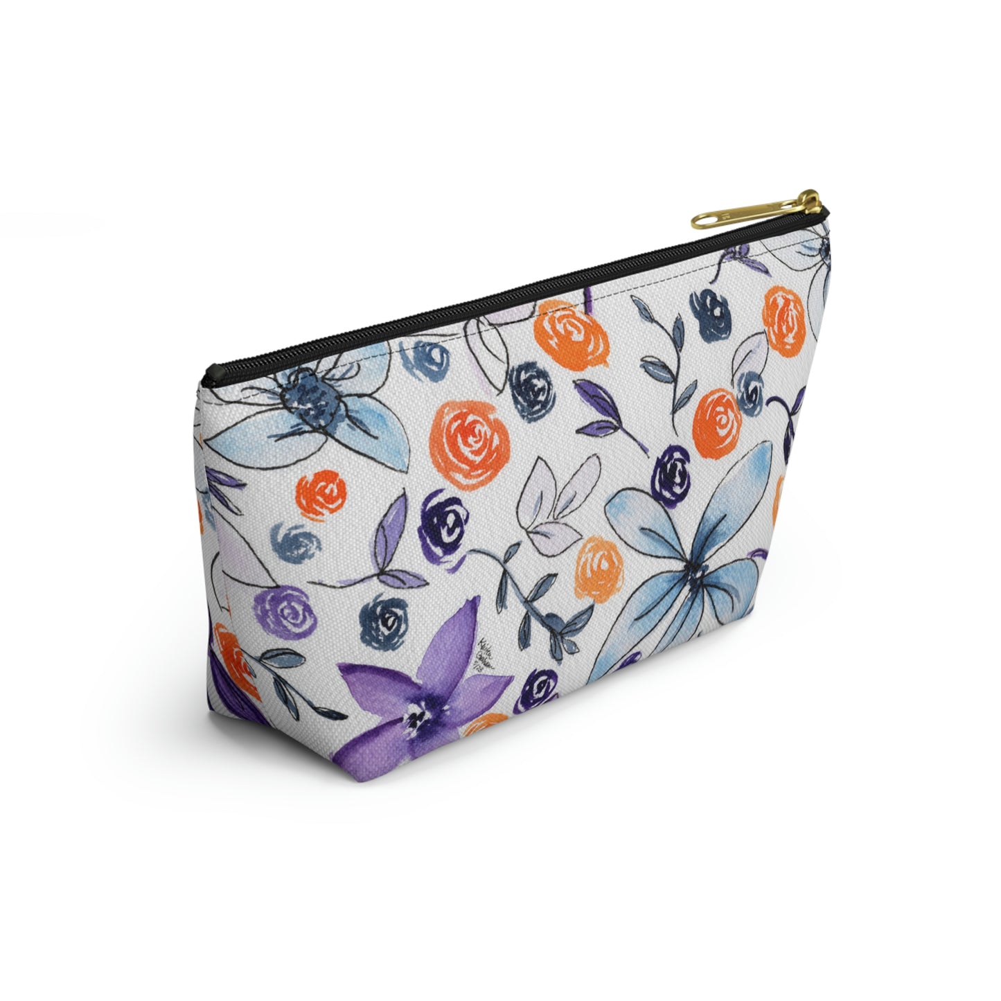Purple & Orange Floral Accessory Pouch