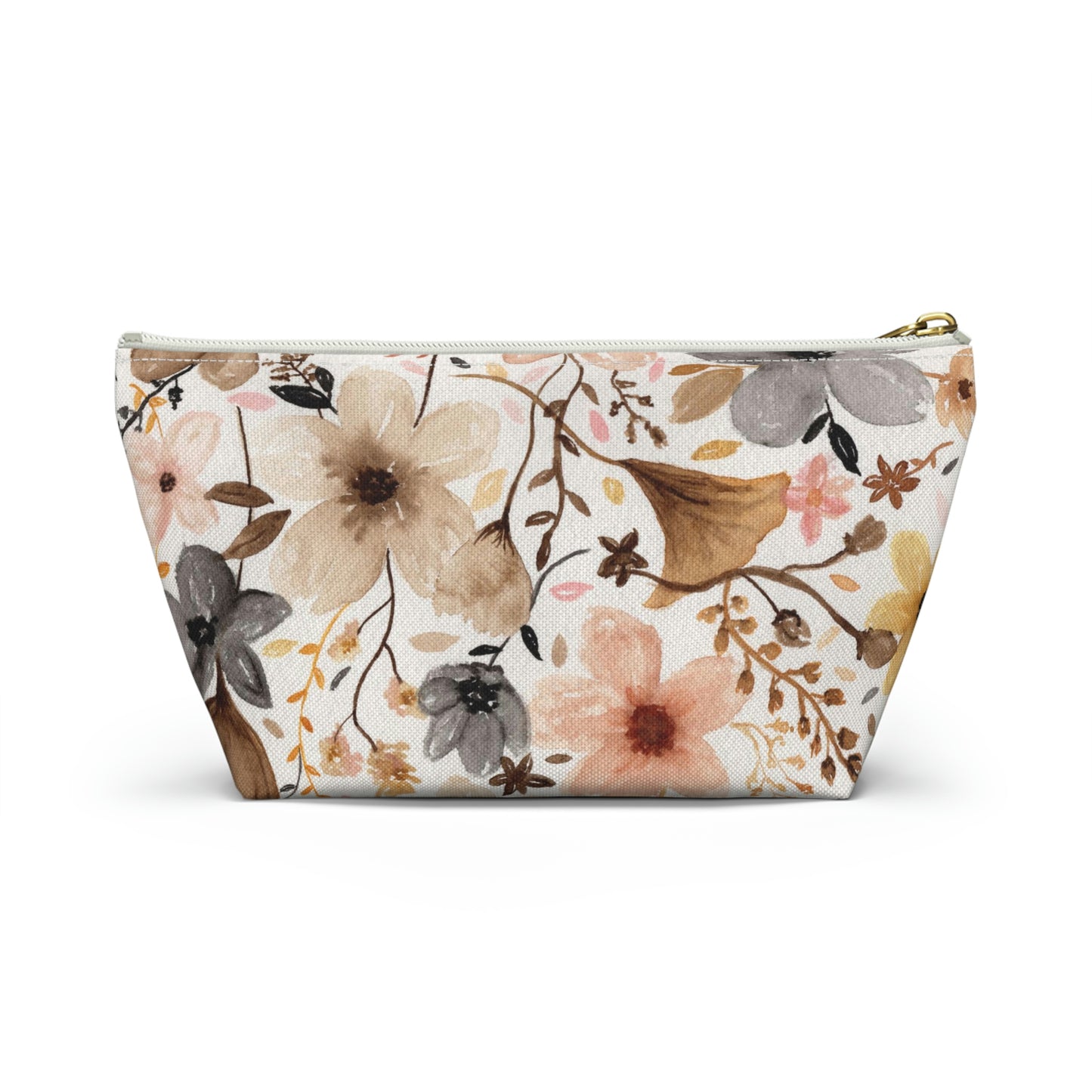 Neutral Floral Small Accessory Pouch