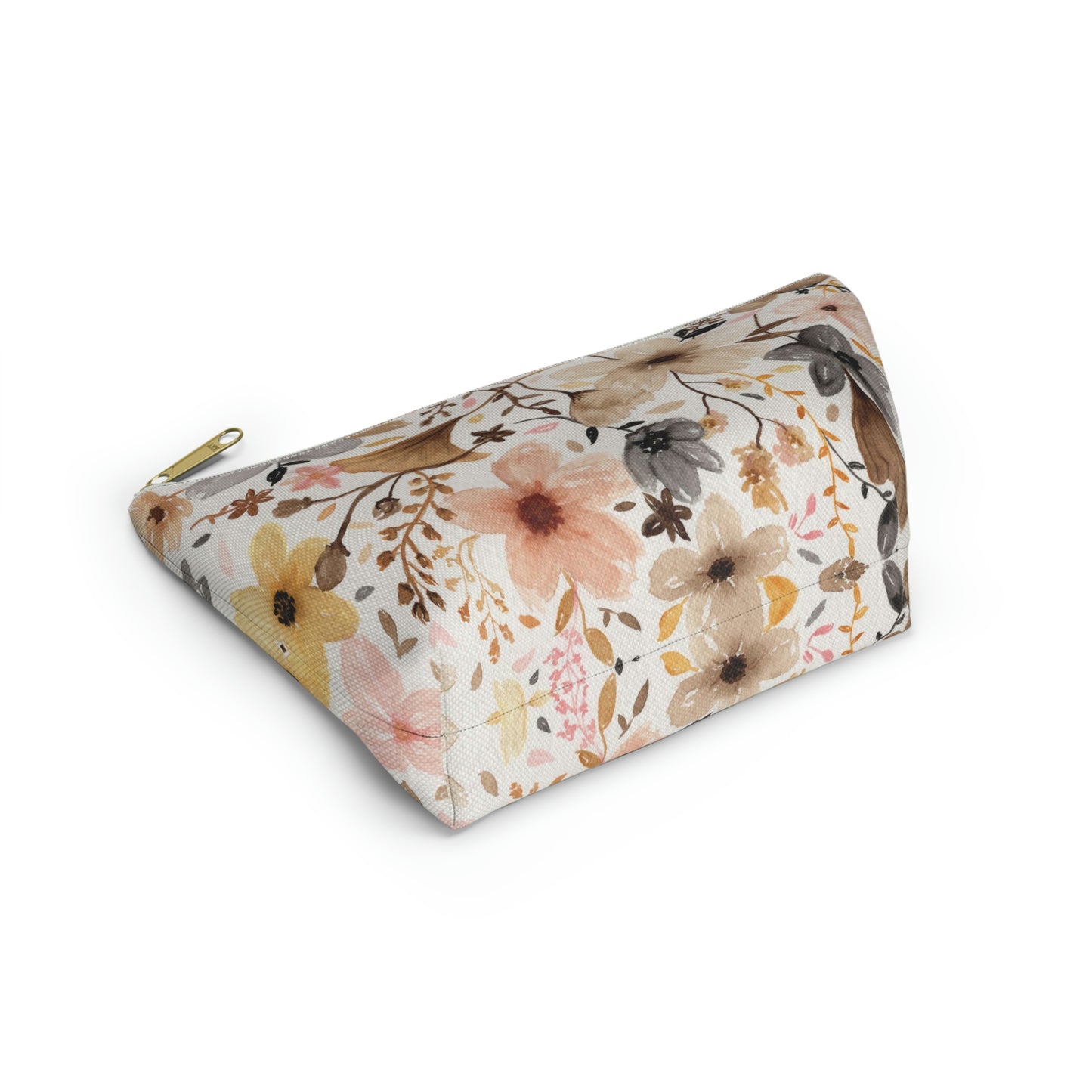 Neutral Floral Small Accessory Pouch