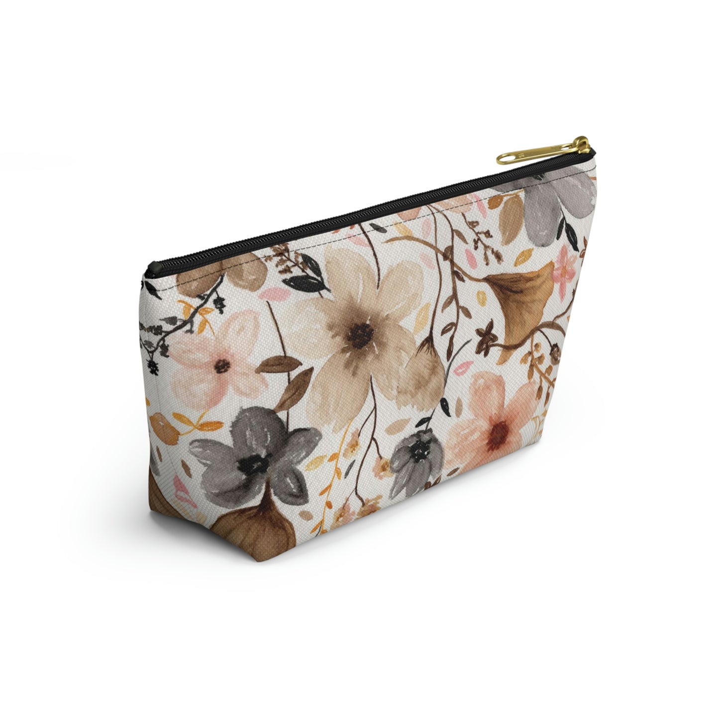 Neutral Floral Small Accessory Pouch