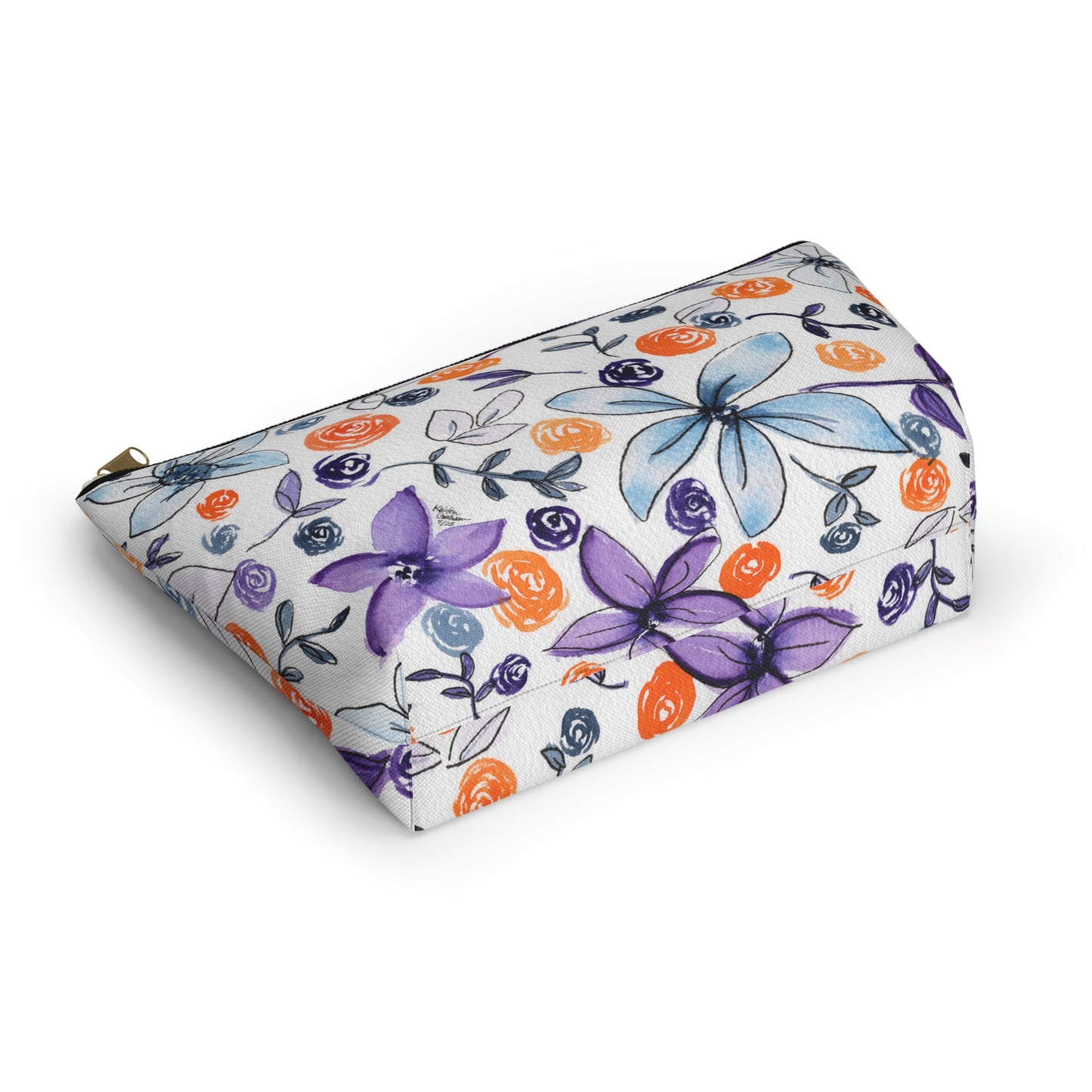 Purple & Orange Floral Accessory Pouch