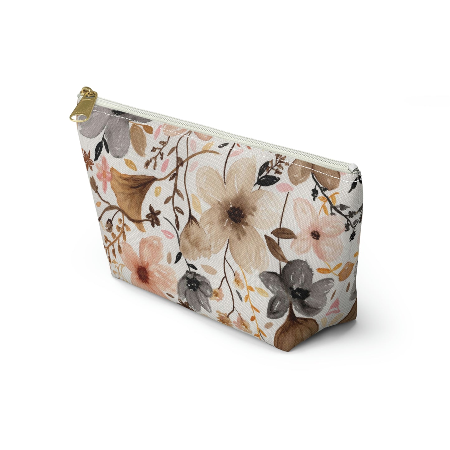 Neutral Floral Small Accessory Pouch