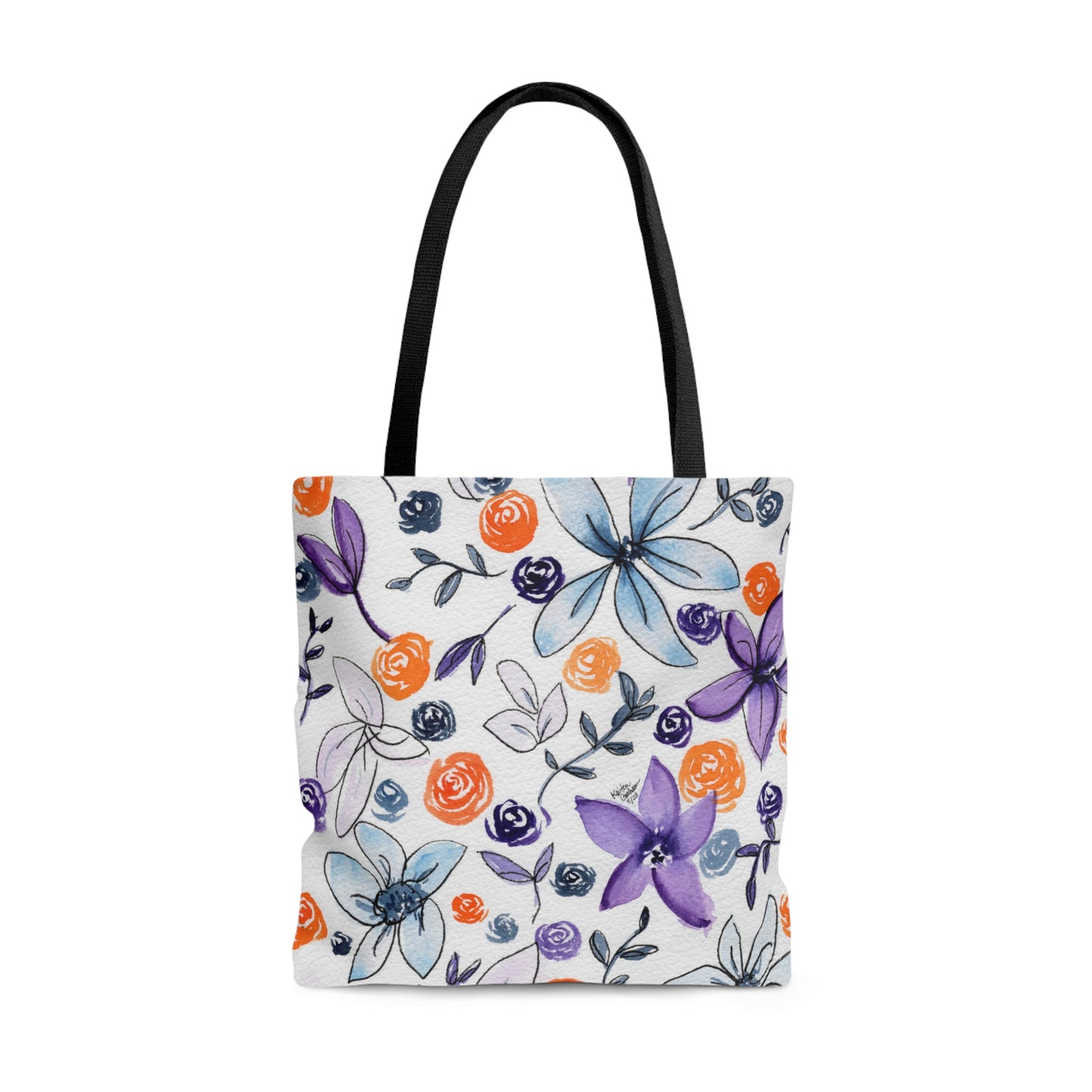Purple & Orange Floral Tote Bag