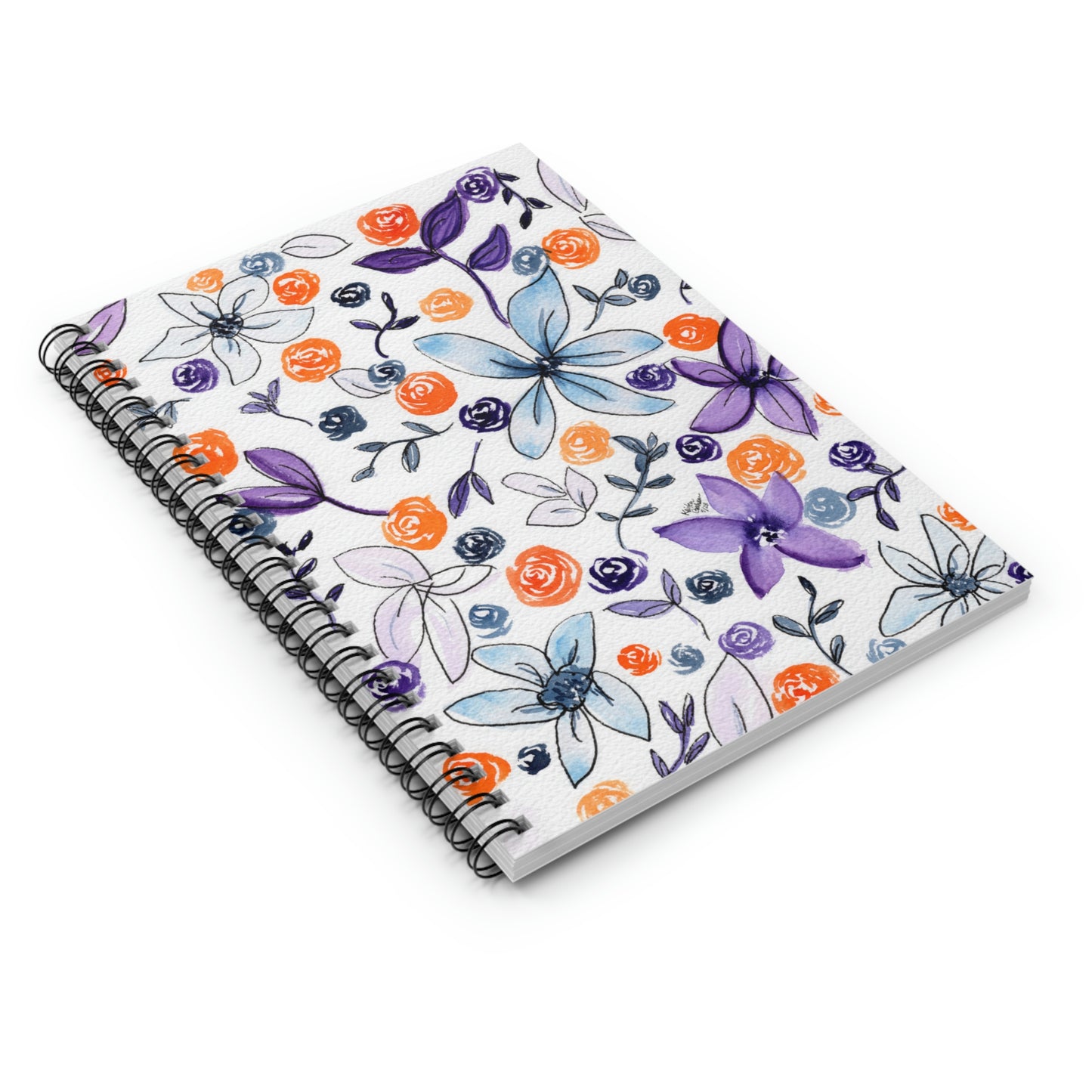 Purple & Orange Floral Spiral Notebook