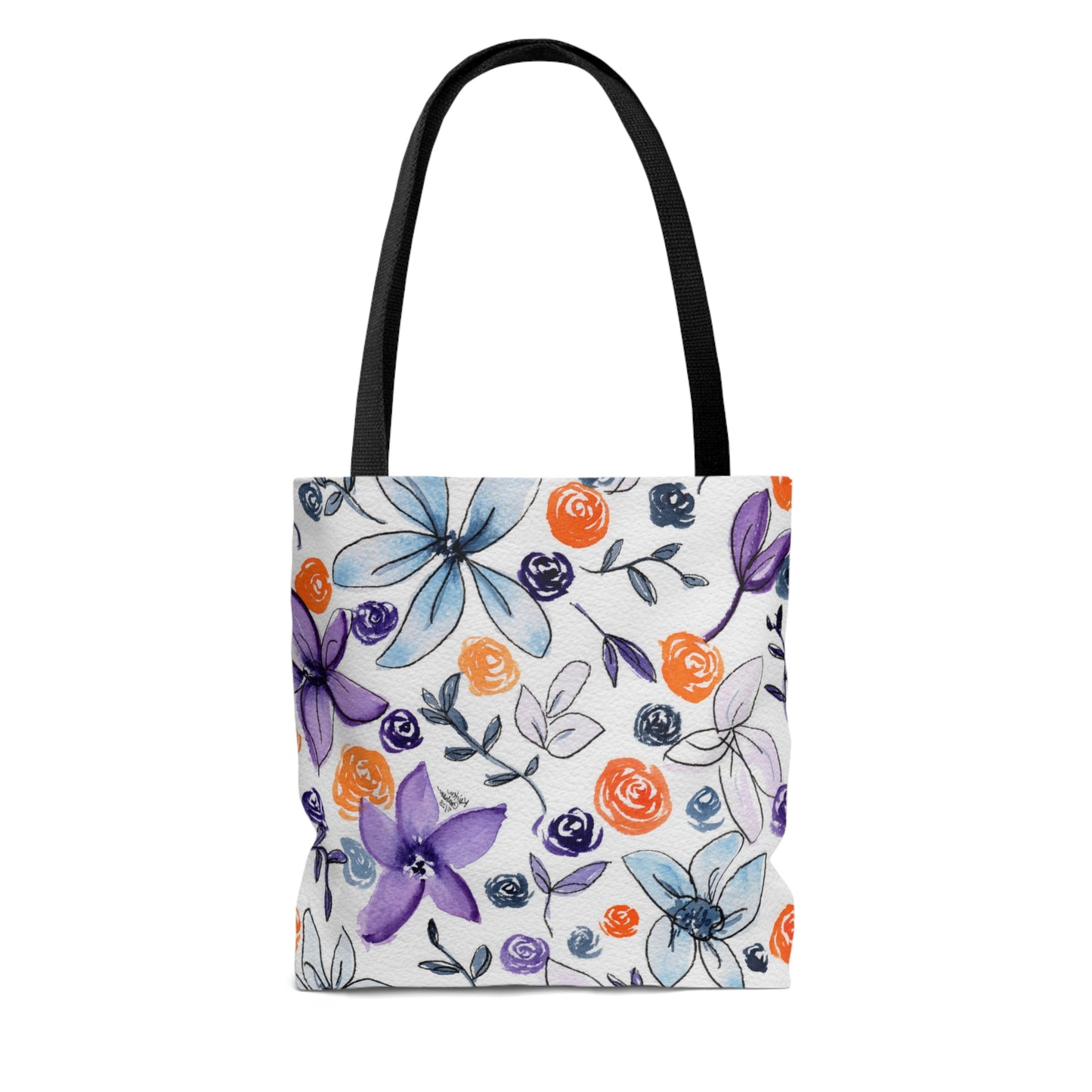 Purple & Orange Floral Tote Bag