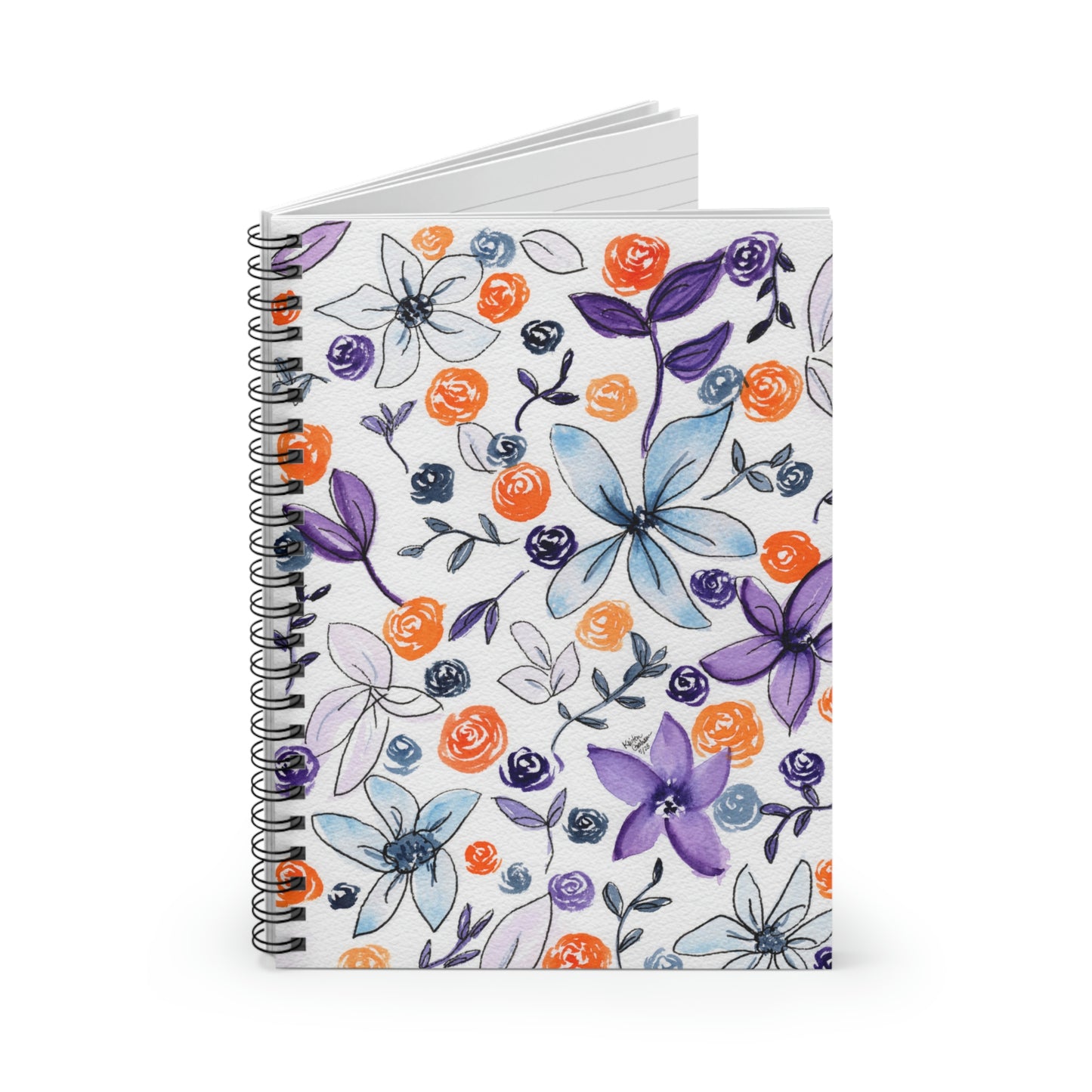 Purple & Orange Floral Spiral Notebook