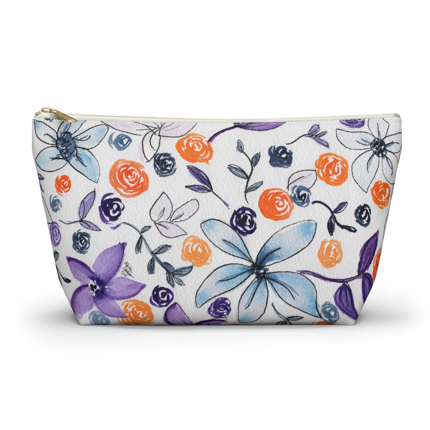 Purple & Orange Floral Accessory Pouch