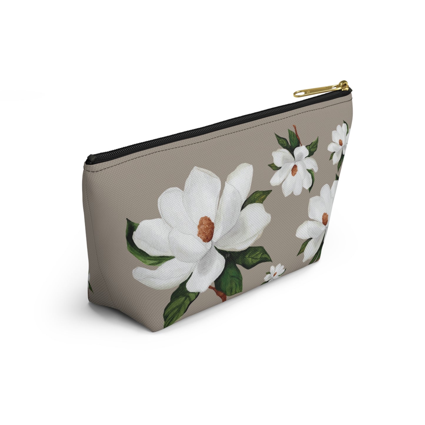 White Magnolia Floral Accessory Pouch