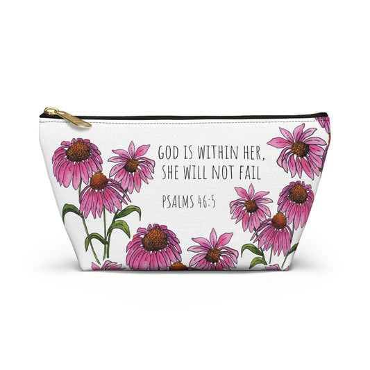 Floral Psalm 46:5 Accessory Pouch