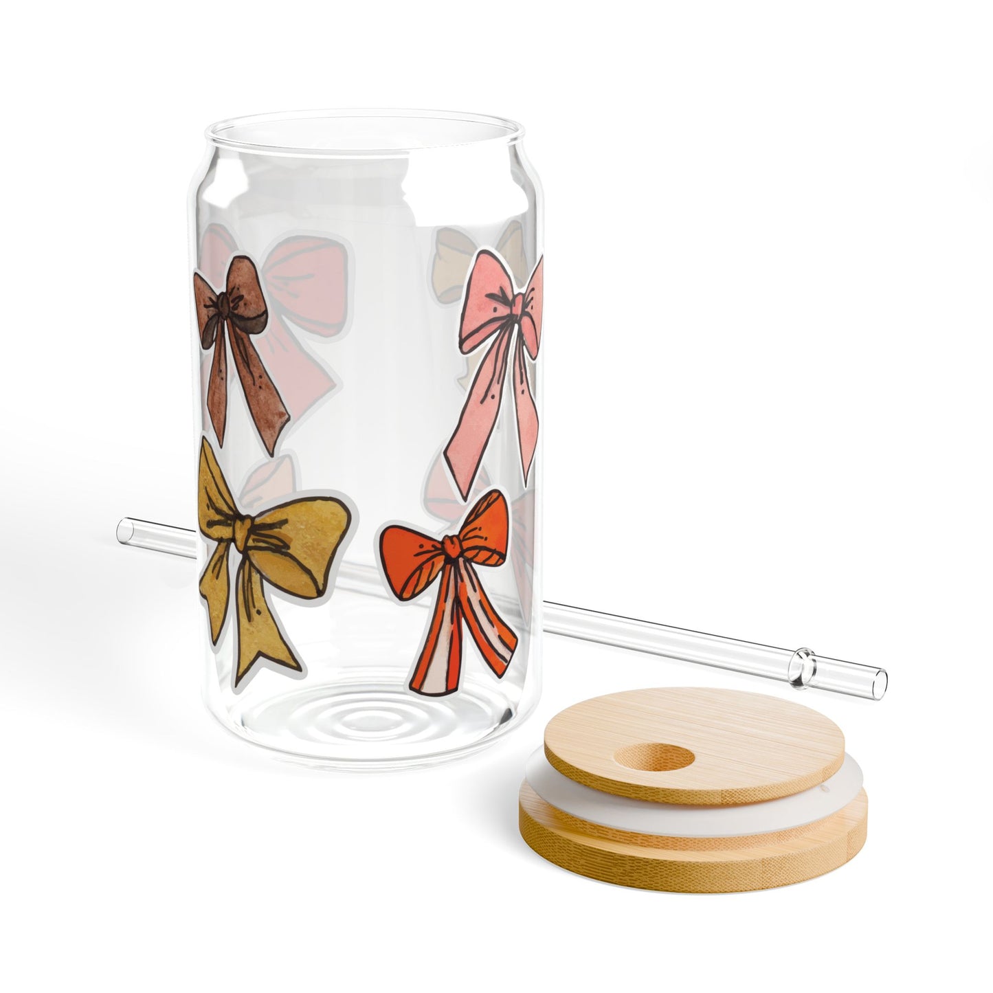 Charming Bow-Embellished Sipper Glass, 16oz