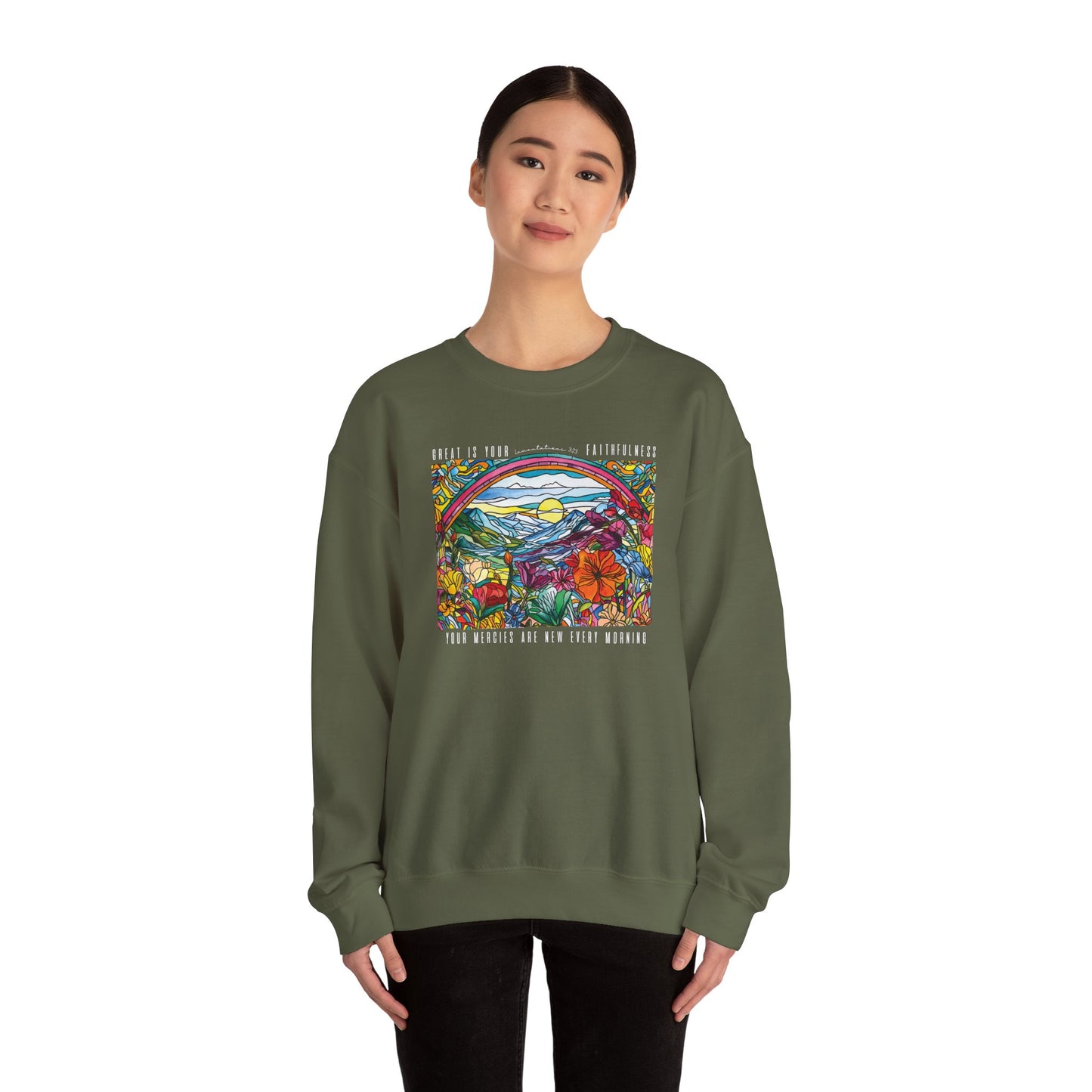 Lamentations 3:23 Stained Glass Crewneck Sweatshirt