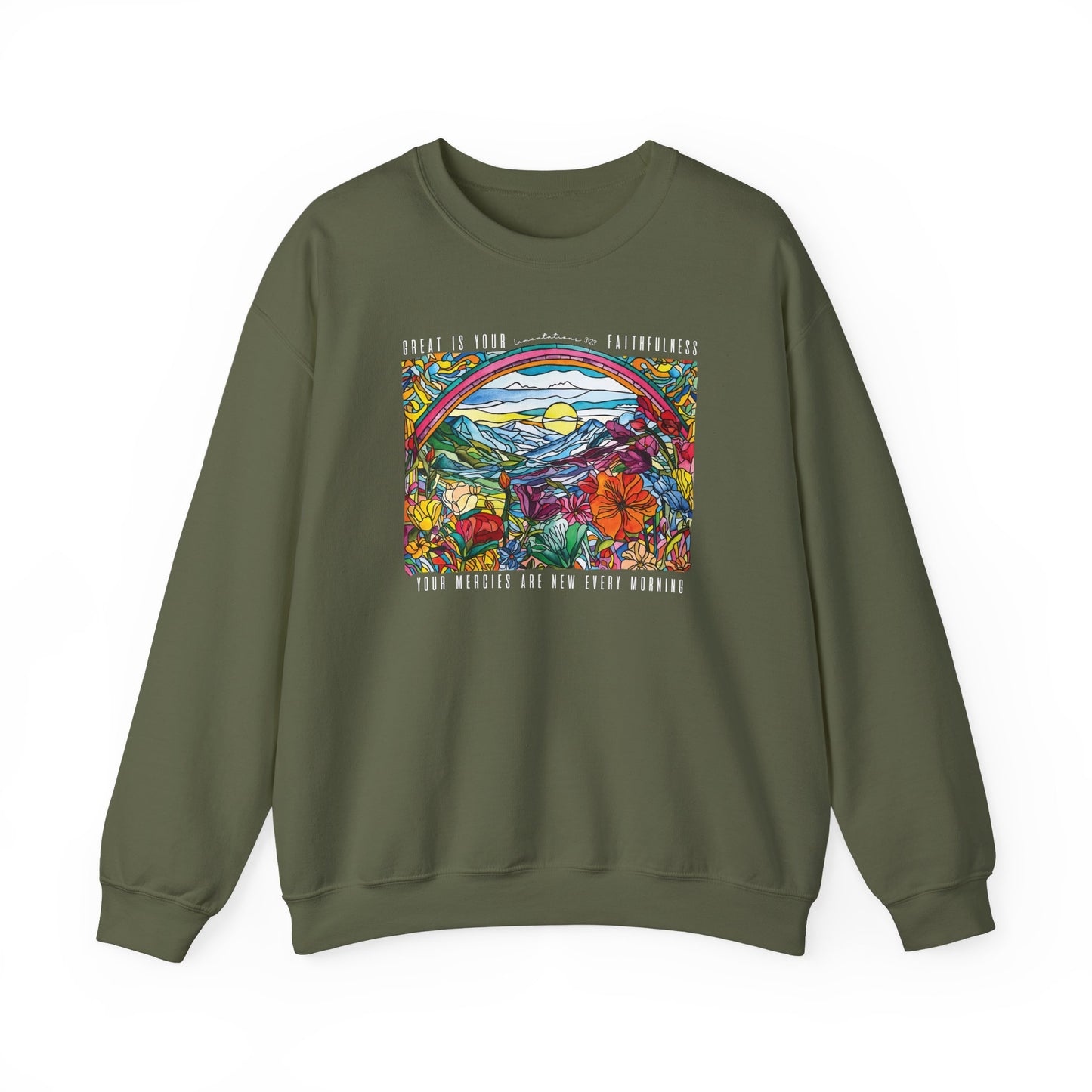 Lamentations 3:23 Stained Glass Crewneck Sweatshirt