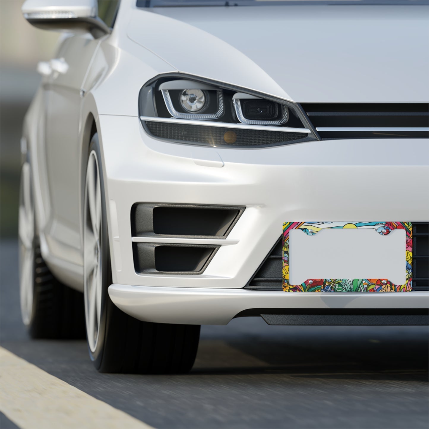 Watercolor Stained-Glass Metal License Plate Frame