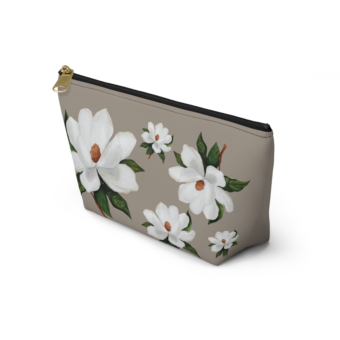 White Magnolia Floral Accessory Pouch