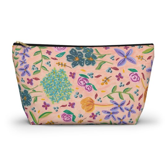 Floral Accessory Pouch — Pastel Wildflower Makeup Bag