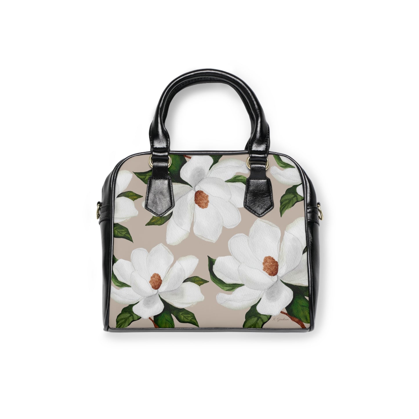 White Magnolias Shoulder Handbag
