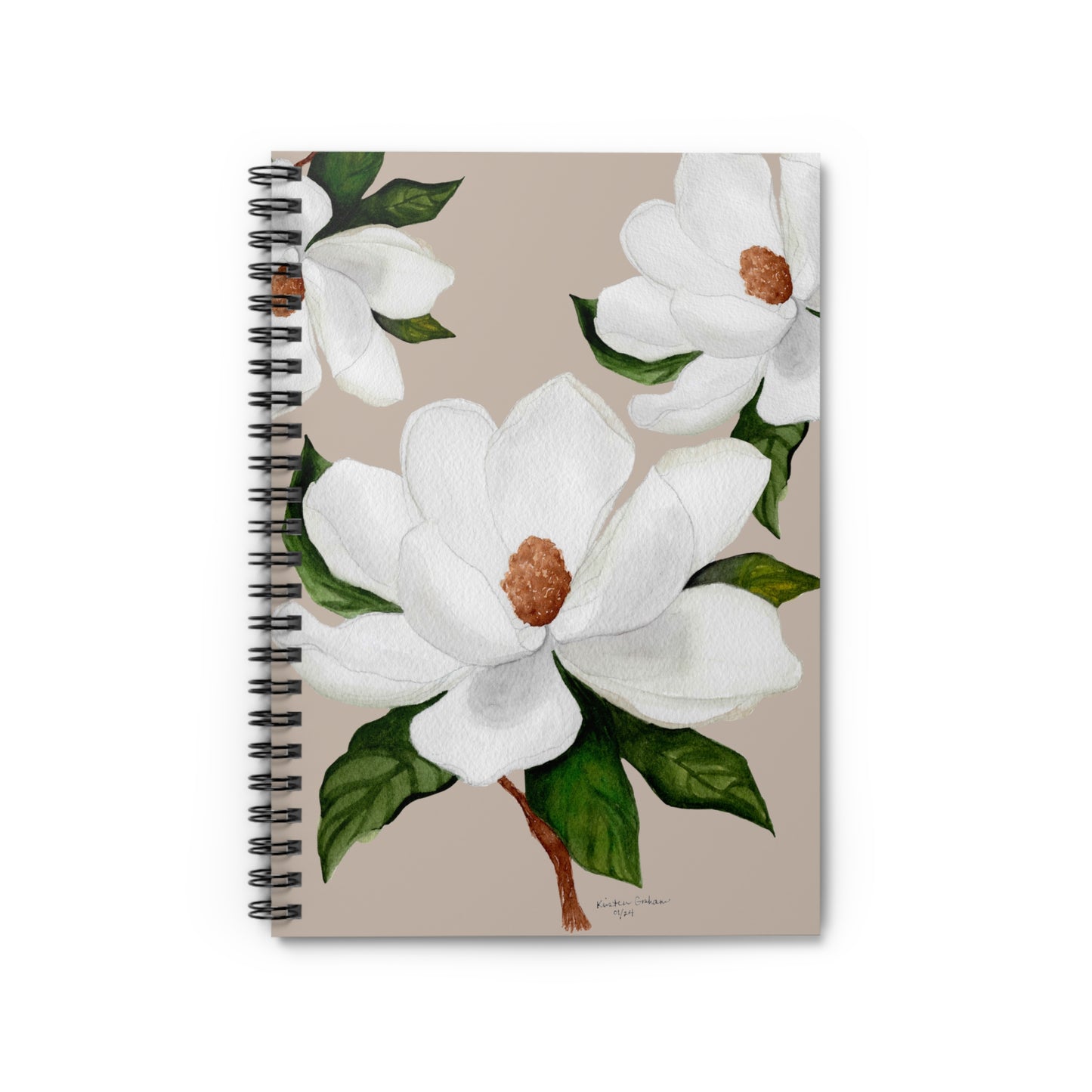 White Magnolia Spiral Notebook - Ruled Line