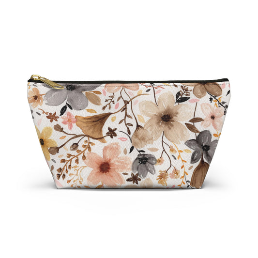 Neutral Floral Accessory Pouch