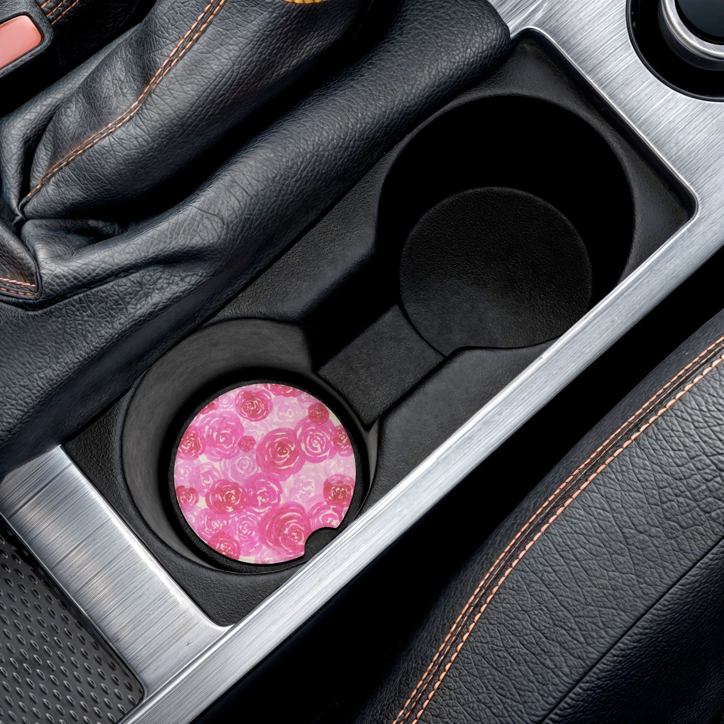 Pink Roses Soapstone Car Coaster
