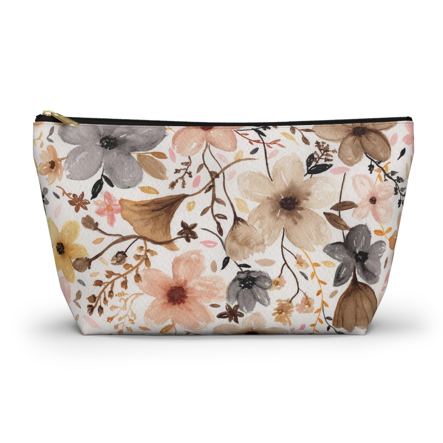 Neutral Floral Accessory Pouch