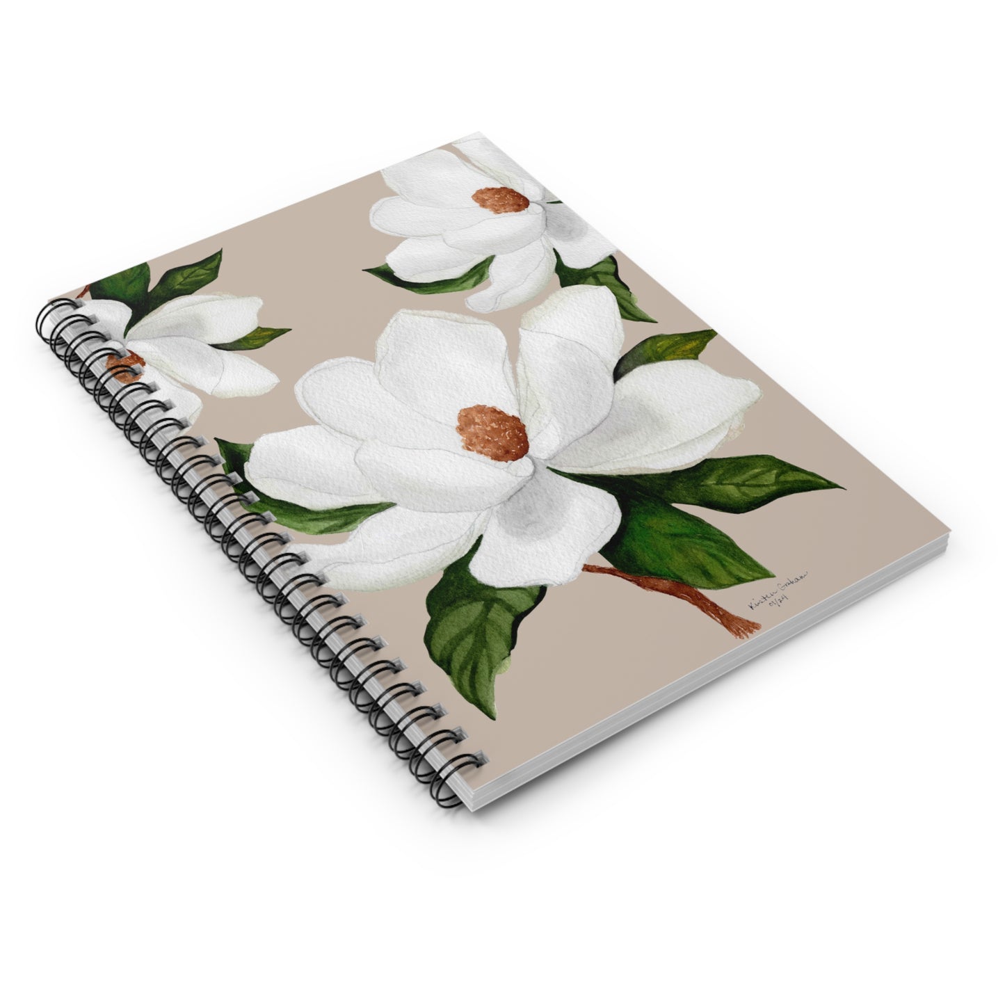 White Magnolia Spiral Notebook - Ruled Line