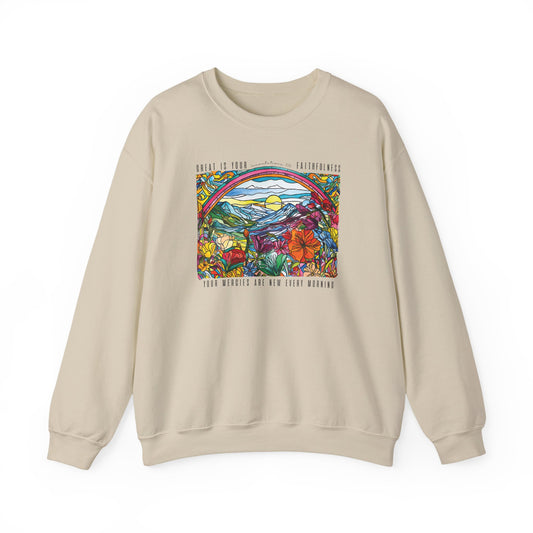 Lamentations 3:23 Stained Glass Crewneck Sweatshirt