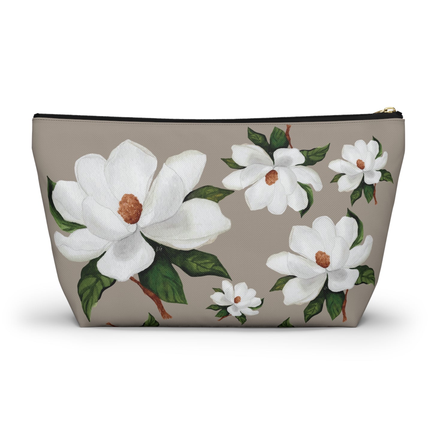White Magnolia Floral Accessory Pouch