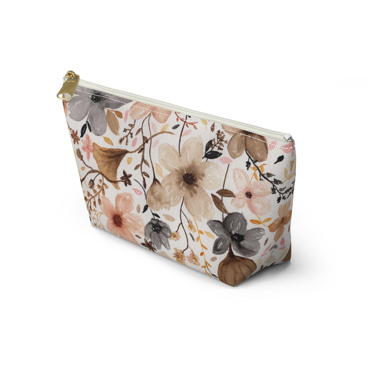 Neutral Floral Accessory Pouch