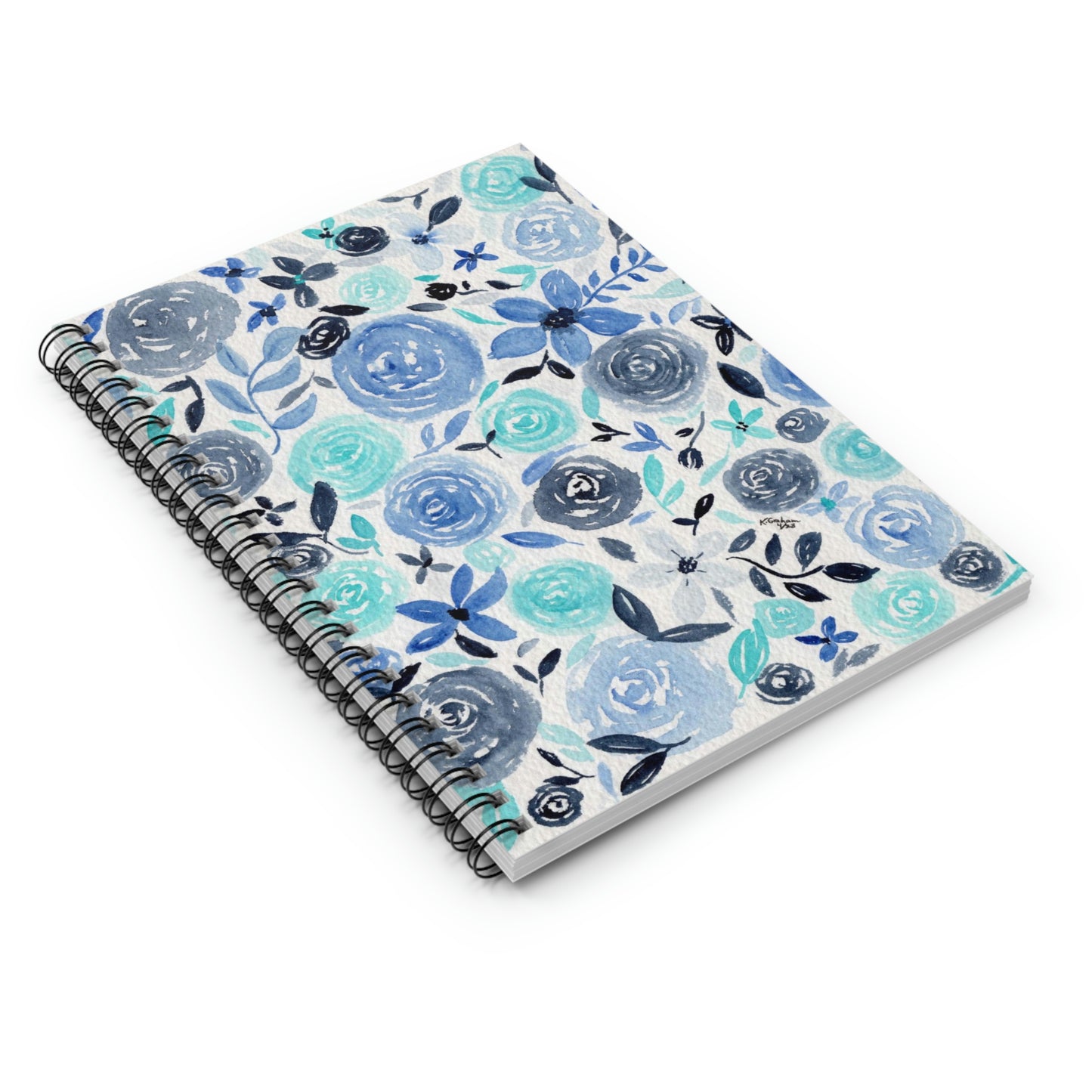 Bright Blue Floral Spiral Notebook