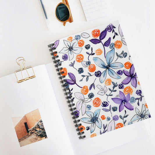 Purple & Orange Floral Spiral Notebook