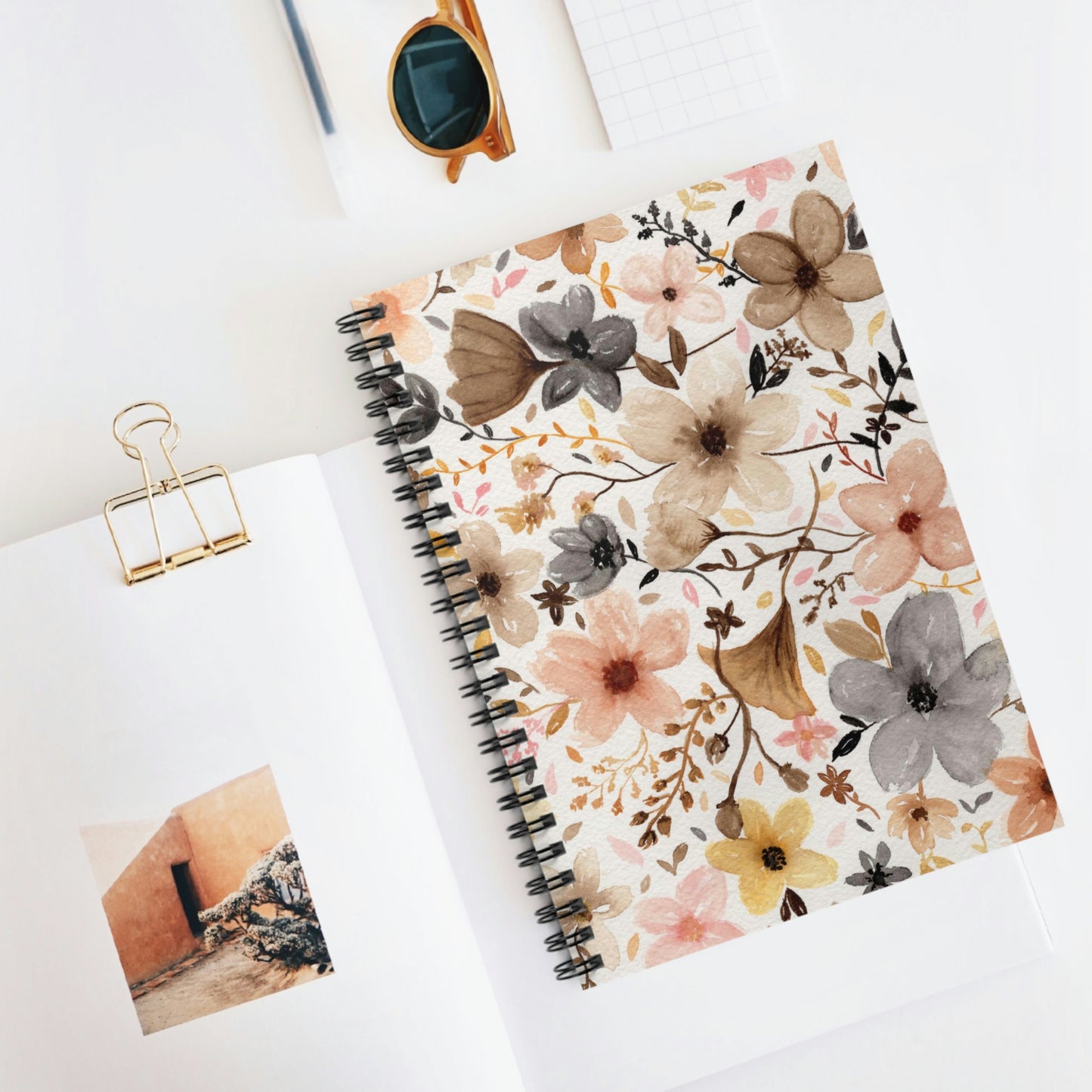 Neutral Floral Spiral Notebook