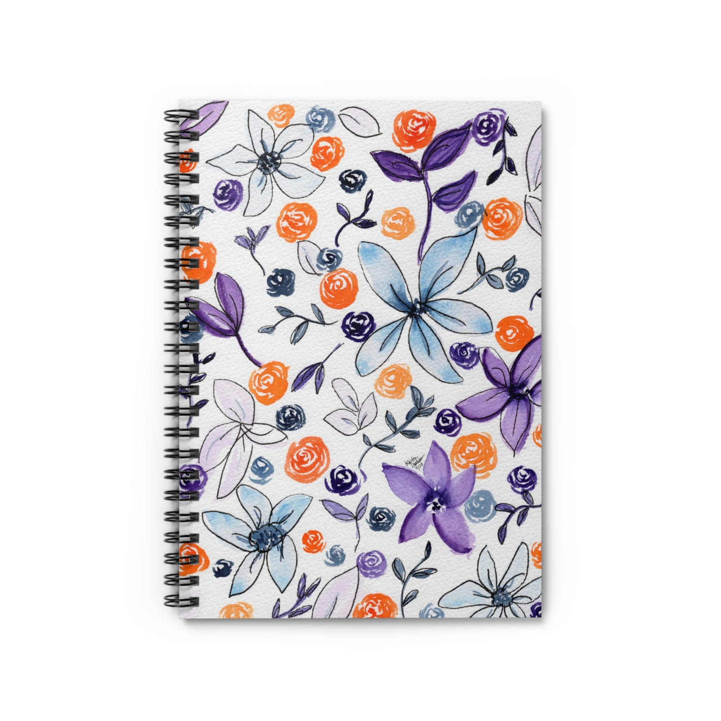 Purple & Orange Floral Spiral Notebook